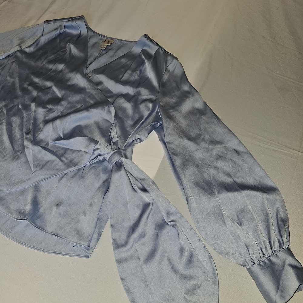 Worthington Soft Blue Wrap Blouse - Picture 10 of 16